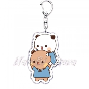 Móc Khóa Cặp Đôi Siêu Dễ Thương, Móc Khóa Gấu Trúc Hoạt Hình Bubu Dudu Chất Liệu Acrylic Trong Suốt 1