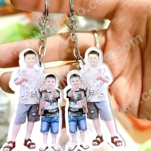 Móc Khoá Chân Dung Cắt Viền THEO YÊU CẦU Siêu Cute Làm Quà Tặng, Quà Lưu Niệm, Dấu Ấn Cá Nhân, Móc Khoá Mica In 2 Mặt 1