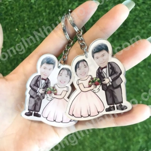 Móc Khóa Chibi Cô Dâu Chú Rể - Cắt Và Ghép Hình Theo Yêu Cầu -