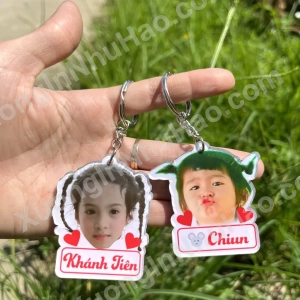 Móc Khóa Chibi Ghép Mặt Dành Cho Bé Gái Siêu Cute - Làm Bằng Mica Cứng 2 Mặt Chống Thấm Nước