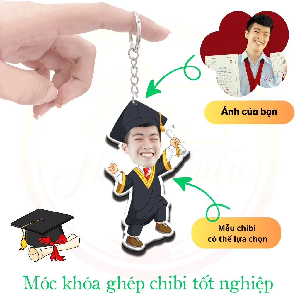 Móc Khóa Chibi Mẫu Tốt Nghiệp Nam, Nữ - Quà Tặng Bạn Bè Làm Kỷ Niệm Cuối Cấp, Đậu Đại Học - Ghép Mẫu Theo Yêu Cầu, Nhận Đơn Từ 1 Móc, Miễn Phí Thiết Kế 6 Móc Khóa Chibi Mẫu Tốt Nghiệp Nam, Nữ - Quà Tặng Bạn Bè Làm Kỷ Niệm Cuối Cấp, Đậu Đại Học - Ghép Mẫu Theo Yêu Cầu, Nhận Đơn Từ 1 Móc, Miễn Phí Thiết Kế 5