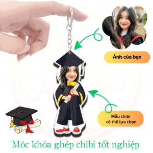 Móc Khóa Chibi Mẫu Tốt Nghiệp Nam, Nữ - Quà Tặng Bạn Bè Làm Kỷ Niệm Cuối Cấp, Đậu Đại Học - Ghép Mẫu Theo Yêu Cầu, Nhận Đơn Từ 1 Móc, Miễn Phí Thiết Kế