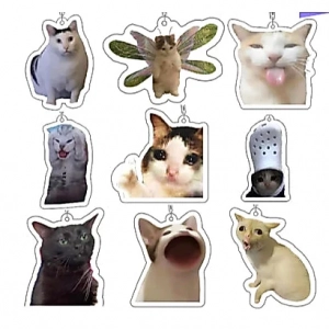 Móc Khóa Cute Bread Popping Cat Meow Meme Móc Khoá Bằng Chất Liệu Arcrylic Trong Suốt