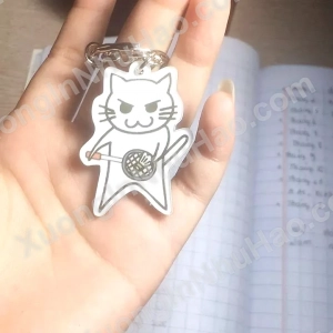 Móc Khóa Mèo Cầu Lông - Móc Chìa Khóa In Hình Mèo Chơi Cầu Lông 1