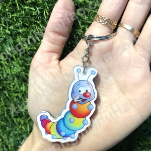 Móc Khóa Mica- Móc Khóa Cắt Hình Chú Sâu Cute - Thiết Kế Theo Yêu Cầu 1
