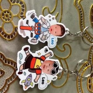 Móc Khoá Mica Trong Suốt 2 Mặt Ghép Chibi Ghi Thông Tin Theo Yêu Cầu , Nhận Đơn Từ 1 Móc, Miễn Phí Thiết Kế 1