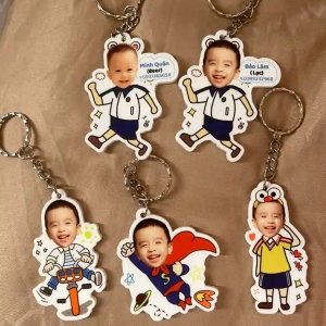 Móc Khoá Mica Trong Suốt 2 Mặt Ghép Chibi Ghi Thông Tin Theo Yêu Cầu , Nhận Đơn Từ 1 Móc, Miễn Phí Thiết Kế