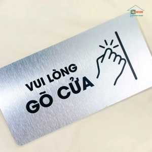 Bảng Alu Vui Lòng Gõ Cửa, Trang Trí Nhà Cửa, Văn Phòng ,tặng Kèm Keo Dán 2 Mặt