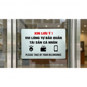 Bảng Cảnh Báo Vui Lòng Tự Bảo Quản Tài Sản Cá Nhân Trang Trí Quán ,tặng Kèm Keo Dán 2 Mặt 1