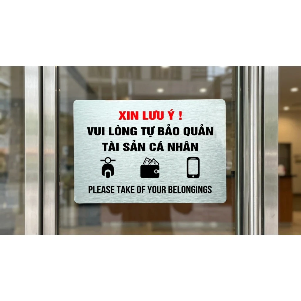 Bảng Cảnh Báo Vui Lòng Tự Bảo Quản Tài Sản Cá Nhân Trang Trí Quán ,tặng Kèm Keo Dán 2 Mặt 2 Bảng Cảnh Báo Vui Lòng Tự Bảo Quản Tài Sản Cá Nhân Trang Trí Quán ,tặng Kèm Keo Dán 2 Mặt 1