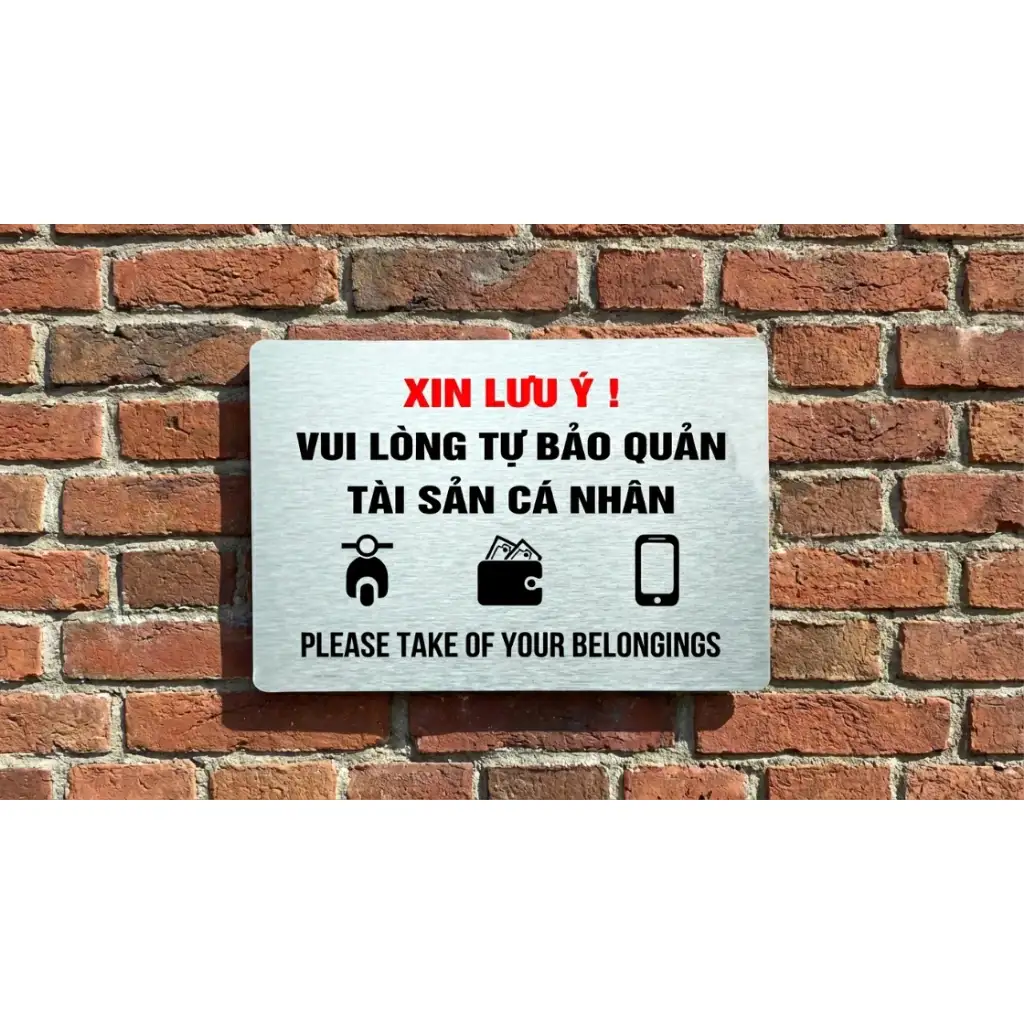 Bảng Cảnh Báo Vui Lòng Tự Bảo Quản Tài Sản Cá Nhân Trang Trí Quán ,tặng Kèm Keo Dán 2 Mặt 1 Bảng Cảnh Báo Vui Lòng Tự Bảo Quản Tài Sản Cá Nhân Trang Trí Quán ,tặng Kèm Keo Dán 2 Mặt