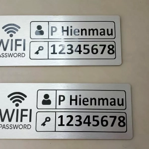 Bảng Decor Ghi Thông Tin Wifi Nhôm Alu In Uv Trang Trí Quán Có Sẵn Keo Dán Tường 12x24cm ,tặng Kèm Keo Dán 2 Mặt