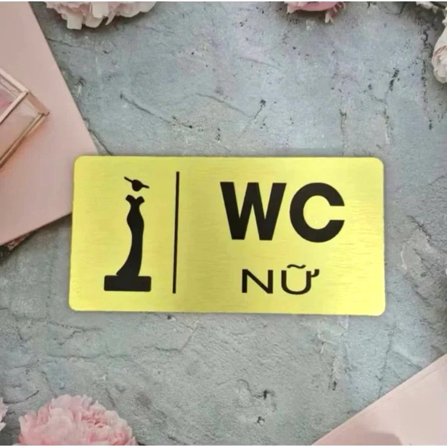 Bảng Decor Toilet, Biển WC, Bằng Nhôm Alu, Tặng Kèm Keo Dán 2 Mặt, Nhà Vệ Sinh, Restroom 2