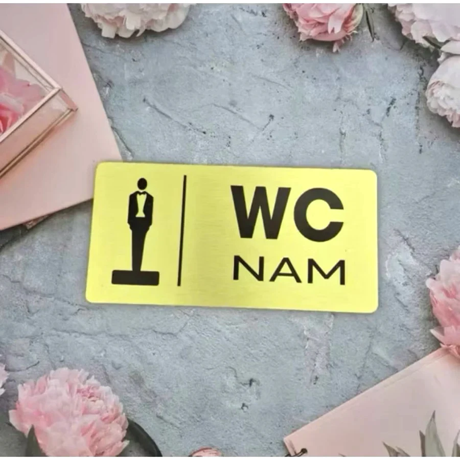 Bảng Decor Toilet, Biển WC, Bằng Nhôm Alu, Tặng Kèm Keo Dán 2 Mặt, Nhà Vệ Sinh, Restroom 3