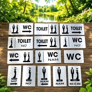 Bảng Decor Toilet, Biển WC, Bằng Nhôm Alu, Tặng Kèm Keo Dán 2 Mặt, Nhà Vệ Sinh, Restroom