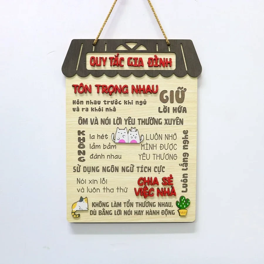 Bảng Gỗ 28x20cm Quy Tắc Hạnh Phúc - Trang Trí Gia Đình, Treo Phòng Khách, Phòng Ngủ 9 Bảng Gỗ 28x20cm Quy Tắc Hạnh Phúc - Trang Trí Gia Đình, Treo Phòng Khách, Phòng Ngủ 8