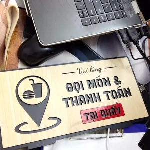Bảng Gỗ Để Bàn, Treo Tường, Dán Tường "Gọi Món Và Thanh Toán Tại Quầy" Thiết Kế Theo Yêu Cầu 1