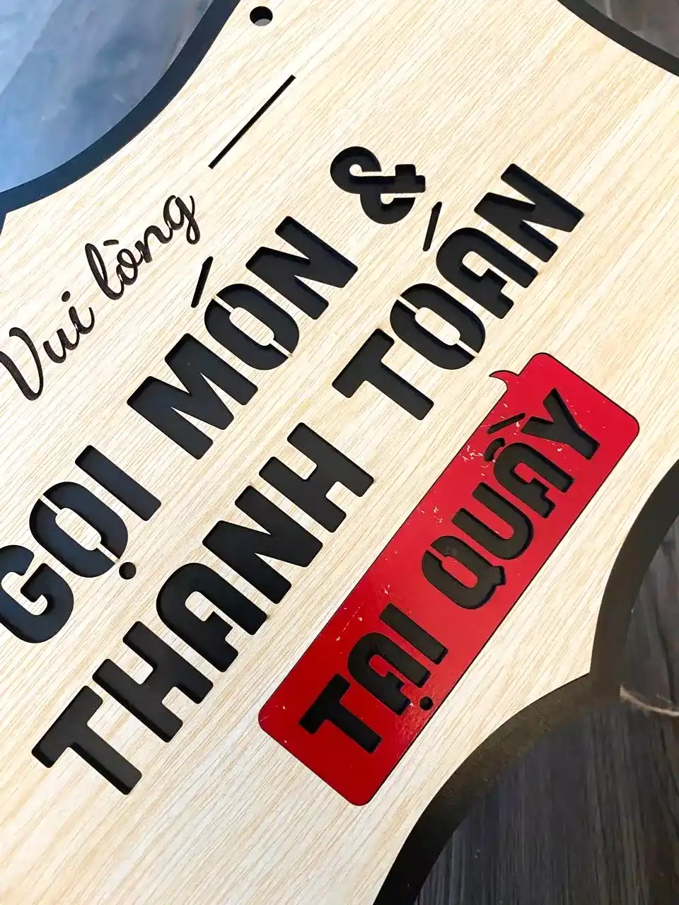 Bảng Gỗ Để Bàn, Treo Tường, Dán Tường "Gọi Món Và Thanh Toán Tại Quầy" Thiết Kế Theo Yêu Cầu 4