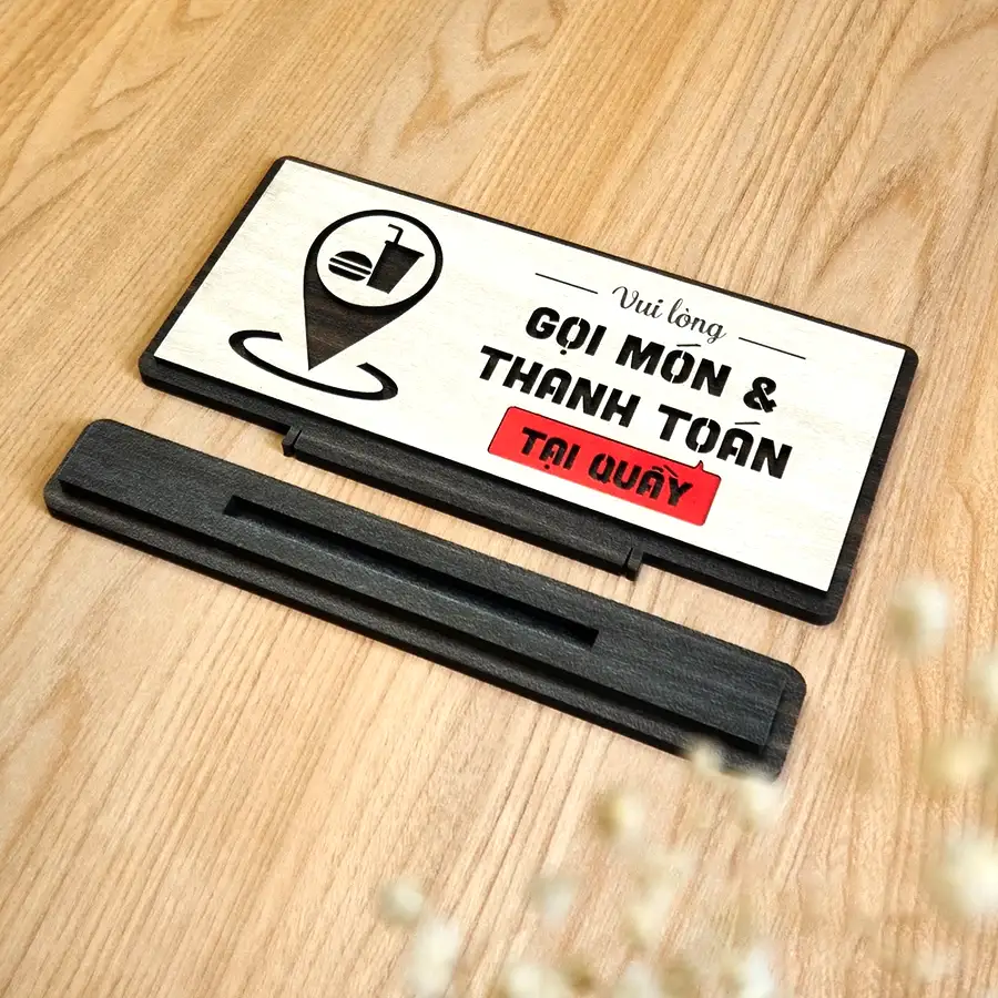 Bảng Gỗ Để Bàn, Treo Tường, Dán Tường "Gọi Món Và Thanh Toán Tại Quầy" Thiết Kế Theo Yêu Cầu 7