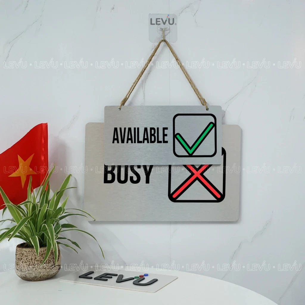 Bảng Hiệu Treo Cửa Trang Trí 2 Mặt Busy / Available, Chất Liệu Nhôm Alu Bạc Xước ,tặng Kèm Keo Dán 2 Mặt 3 Bảng Hiệu Treo Cửa Trang Trí 2 Mặt Busy / Available, Chất Liệu Nhôm Alu Bạc Xước ,tặng Kèm Keo Dán 2 Mặt 2