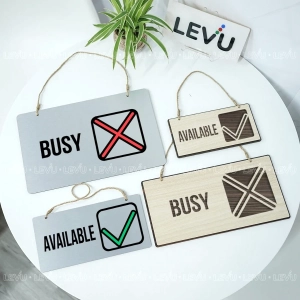Bảng Hiệu Treo Cửa Trang Trí 2 Mặt Busy / Available, Chất Liệu Nhôm Alu Bạc Xước ,tặng Kèm Keo Dán 2 Mặt