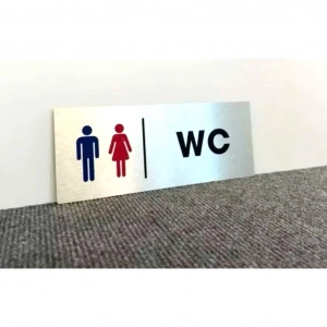 Bảng Men, Women, Bảng Wc, Nhà Vệ Sinh, Bảng Toilet Dán Cửa Phân Biệt Phòng Vệ Sinh Nam Nữ Nền Nhôm Alu Bạc Xước 1