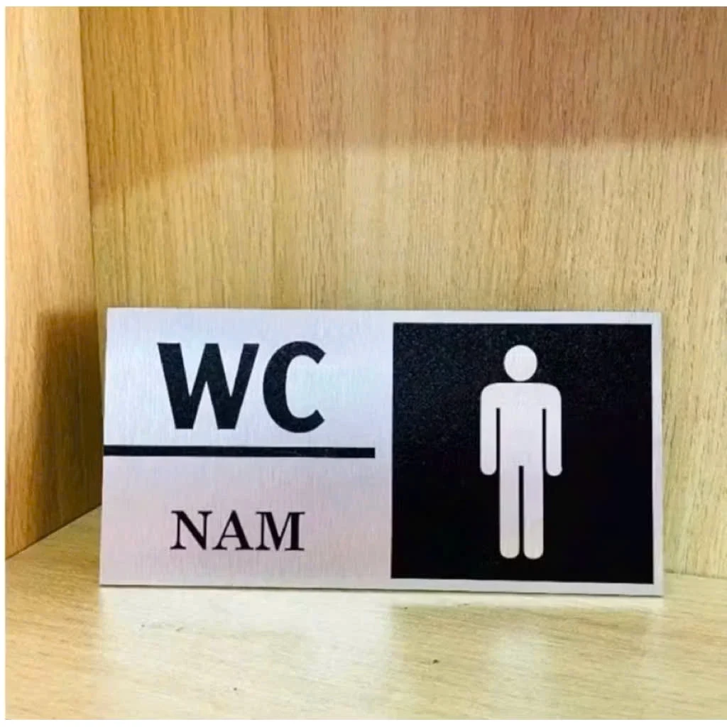 Bảng Men, Women, Bảng Wc, Nhà Vệ Sinh, Bảng Toilet Dán Cửa Phân Biệt Phòng Vệ Sinh Nam Nữ Nền Nhôm Sang Trọng 2