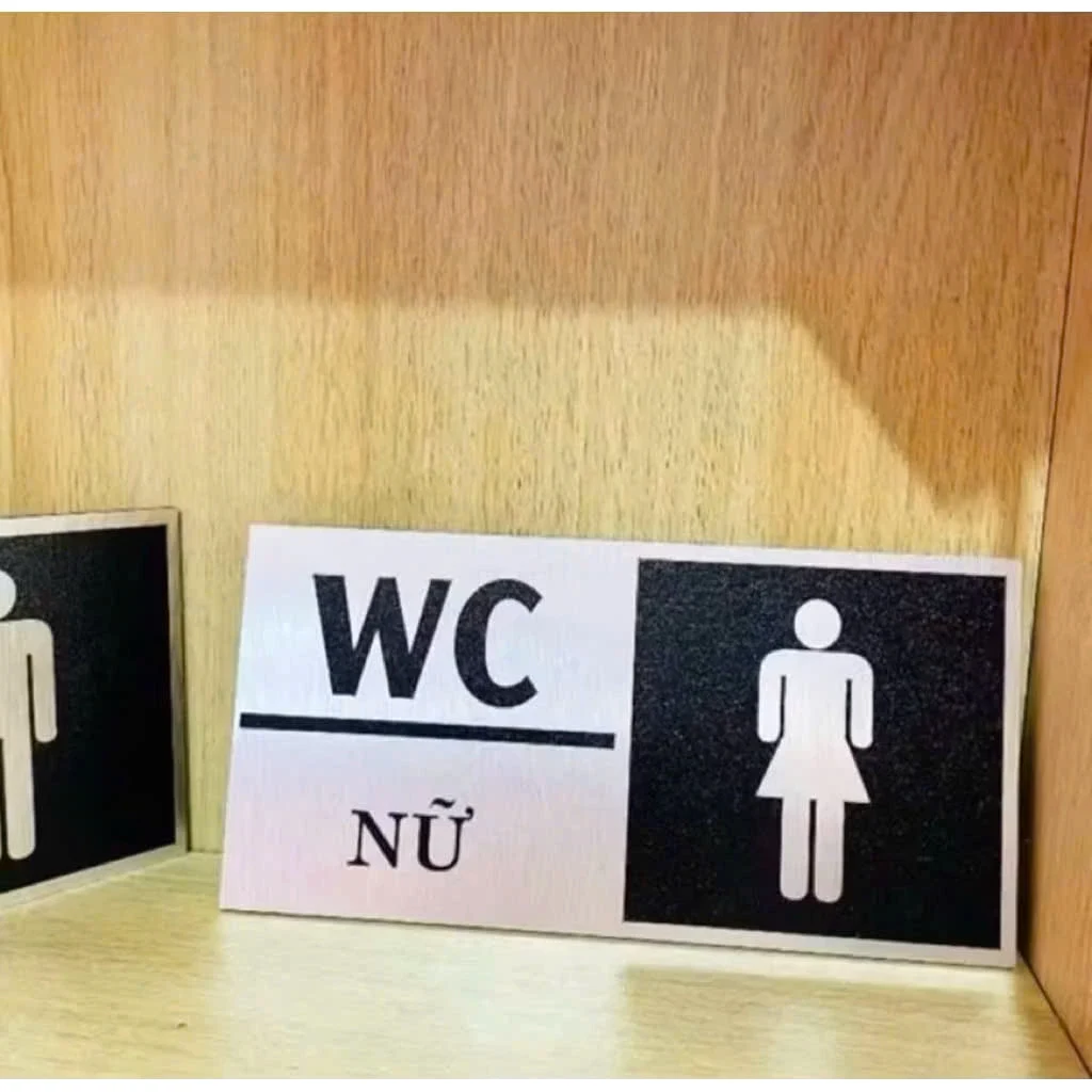 Bảng Men, Women, Bảng Wc, Nhà Vệ Sinh, Bảng Toilet Dán Cửa Phân Biệt Phòng Vệ Sinh Nam Nữ Nền Nhôm Sang Trọng 3