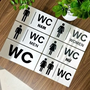 Bảng Men, Women, Bảng Wc, Nhà Vệ Sinh, Bảng Toilet Dán Cửa Phân Biệt Phòng Vệ Sinh Nam Nữ Nền Nhôm Sang Trọng