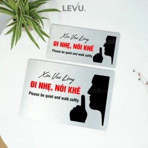 Bảng Nhắc Nhở Đi Nhẹ Nói Khẽ, Xin Vui Lòng Giữ Im Lặng Trang Trí Phòng Chất Liệu Nhôm Alu Bạc Xước ,tặng Kèm Keo Dán 2 Mặt 1