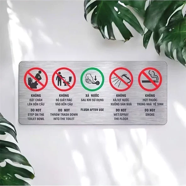 Bảng Nội Quy Nhà Vệ Sinh, Nhắc Nhở, Biển Báo Trong Toilet, Wc Chất Liệu Alu Nhôm Siêu Bền In Uv 3
