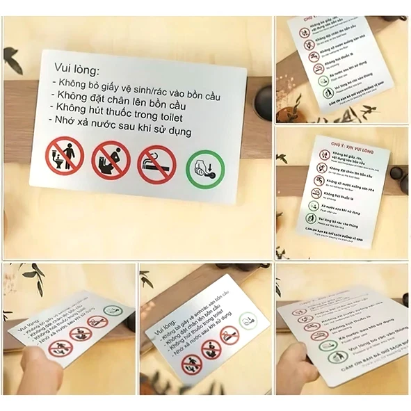 Bảng Nội Quy Nhà Vệ Sinh, Nhắc Nhở, Biển Báo Trong Toilet, Wc Chất Liệu Alu Nhôm Siêu Bền In Uv 5