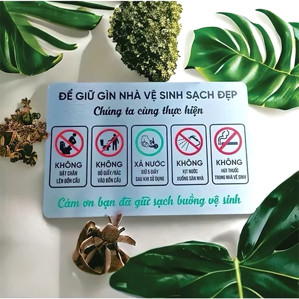 Bảng Nội Quy Nhà Vệ Sinh, Nhắc Nhở, Biển Báo Trong Toilet, Wc Chất Liệu Alu Nhôm Siêu Bền In Uv