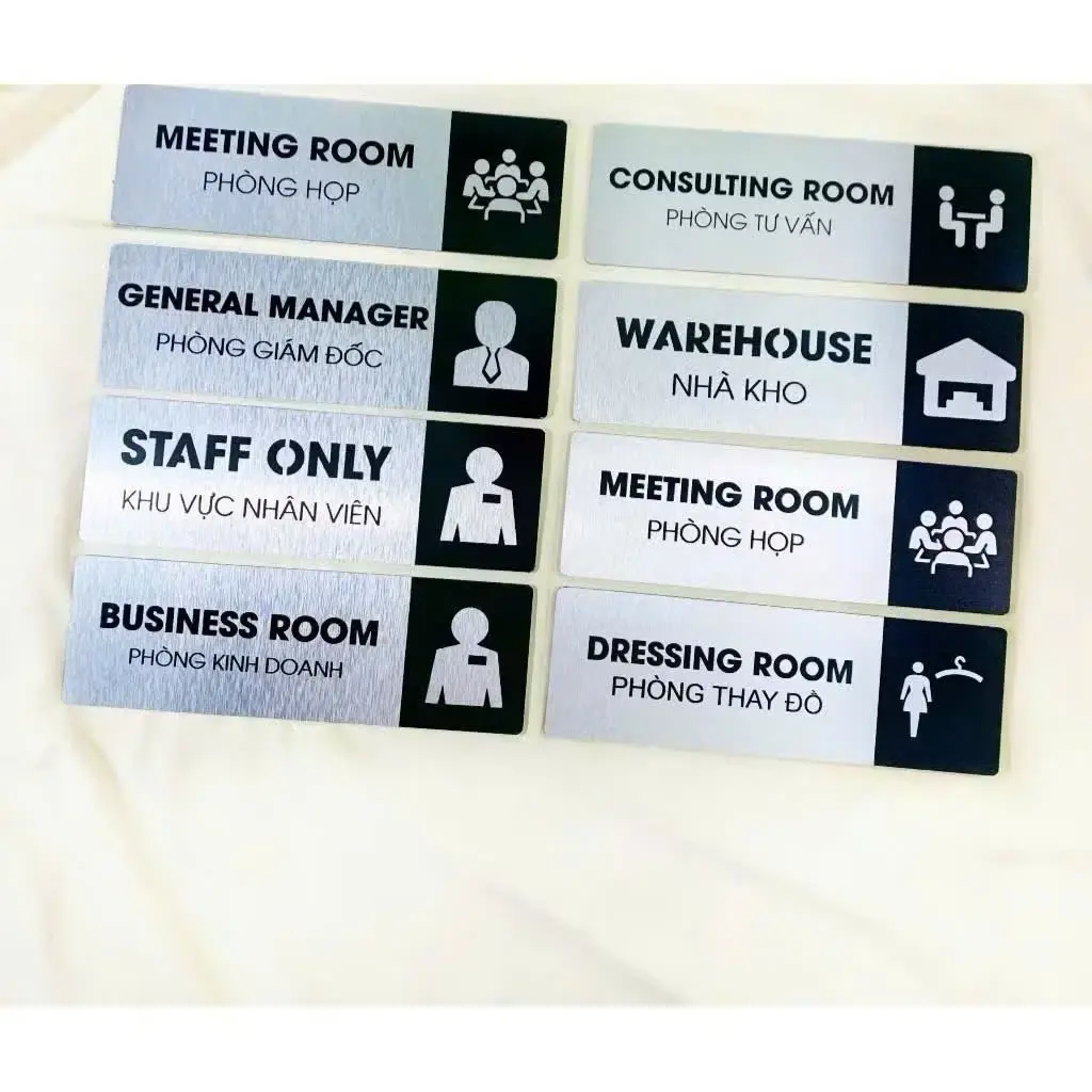 Bảng Tên Phòng Chức Danh Dán Cửa Chất Liệu Nhôm Bạc Alu Cao Cấp , Biển Phòng Ban, Biển Chức Danh
