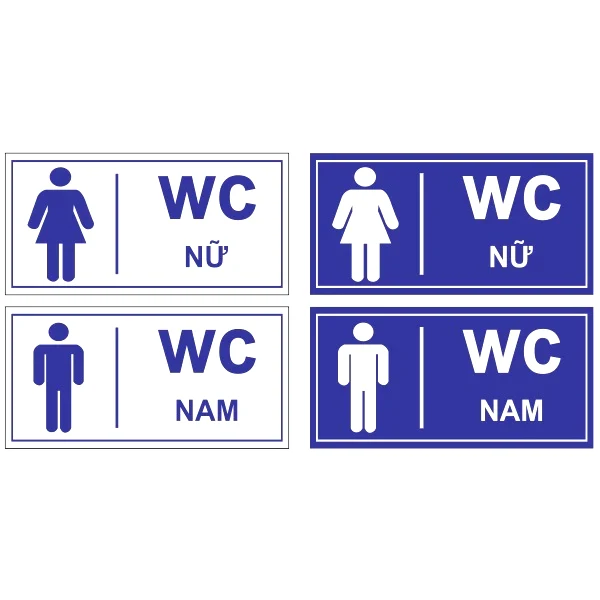 Bảng (WC Nam Hoặc WC Nữ)- Hướng Dẫn Nhà Vệ Sinh - Chất Liệu Alu Bạc Xước Mica 20x10cm - Phun UV 6