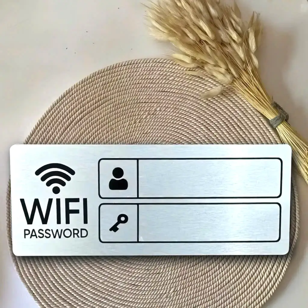 Bảng Wifi, Bảng Ghi Tên Wifi, Biển Hiệu Wifi Trang Trí Quán Có Sẵn Keo Dán Tường,bảng Chất Liệu Alu Nhôm, In Uv 3