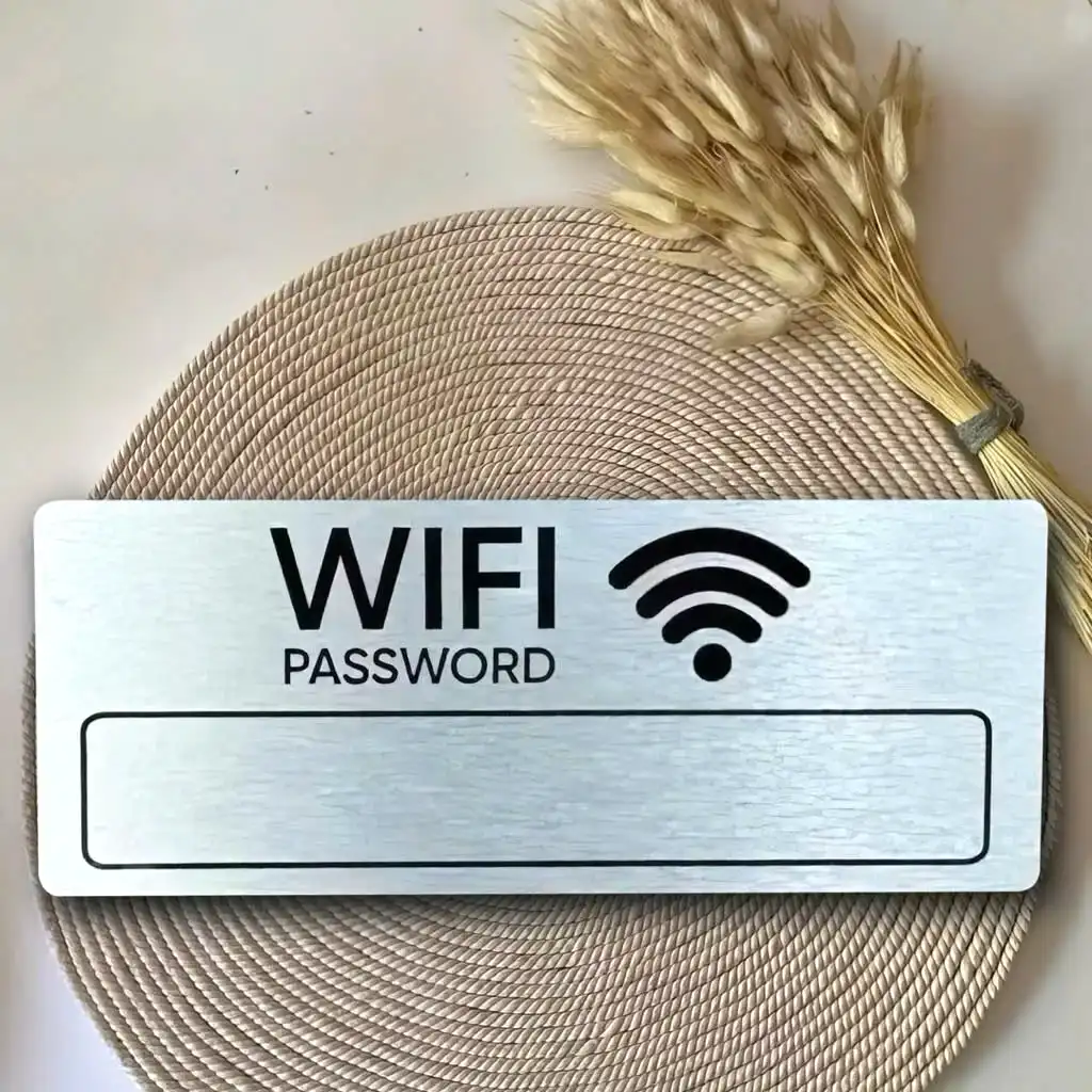 Bảng Wifi, Bảng Ghi Tên Wifi, Biển Hiệu Wifi Trang Trí Quán Có Sẵn Keo Dán Tường,bảng Chất Liệu Alu Nhôm, In Uv 4