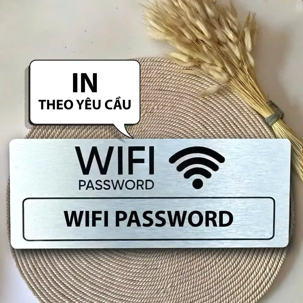 Bảng Wifi, Bảng Ghi Tên Wifi, Biển Hiệu Wifi Trang Trí Quán Có Sẵn Keo Dán Tường,bảng Chất Liệu Alu Nhôm, In Uv 5