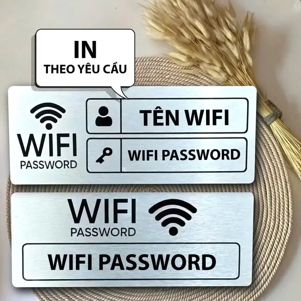 Bảng Wifi, Bảng Ghi Tên Wifi, Biển Hiệu Wifi Trang Trí Quán Có Sẵn Keo Dán Tường,bảng Chất Liệu Alu Nhôm, In Uv