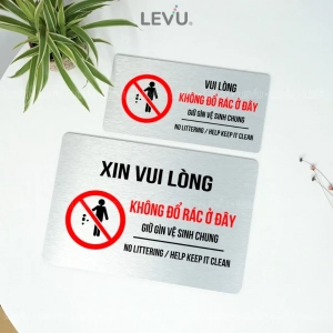 Biển Báo Cấm Đổ Rác Ở Đây, Vui Lòng Giữ Vệ Sinh Chung, Chất Liệu Nhôm Alu Bạc Xước ,tặng Kèm Keo Dán 2 Mặt 1