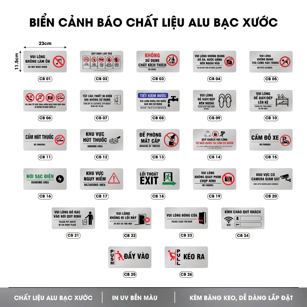 Biển Cấm - Biển Cảnh Báo - Biển Chỉ Dẫn Chất Liệu Alu Bạc Xước In Uv Sắc Nét, Bền Đẹp ,tặng Kèm Keo Dán 2 Mặt 2 Biển Cấm - Biển Cảnh Báo - Biển Chỉ Dẫn Chất Liệu Alu Bạc Xước In Uv Sắc Nét, Bền Đẹp ,tặng Kèm Keo Dán 2 Mặt 1