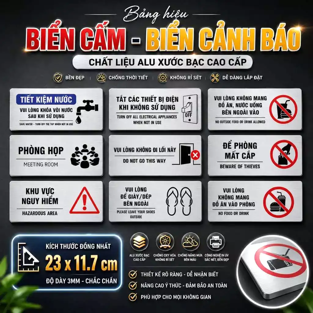 Biển Cấm - Biển Cảnh Báo - Biển Chỉ Dẫn Chất Liệu Alu Bạc Xước In Uv Sắc Nét, Bền Đẹp ,tặng Kèm Keo Dán 2 Mặt 1 Biển Cấm - Biển Cảnh Báo - Biển Chỉ Dẫn Chất Liệu Alu Bạc Xước In Uv Sắc Nét, Bền Đẹp ,tặng Kèm Keo Dán 2 Mặt