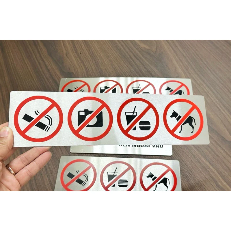 Biển Cấm Thú Cưng, Cấm Mang Đồ Ăn, Cấm Hút Thuốc Alu Nhôm Bạc Xước ,tặng Kèm Keo Dán 2 Mặt 2 Biển Cấm Thú Cưng, Cấm Mang Đồ Ăn, Cấm Hút Thuốc Alu Nhôm Bạc Xước ,tặng Kèm Keo Dán 2 Mặt 1
