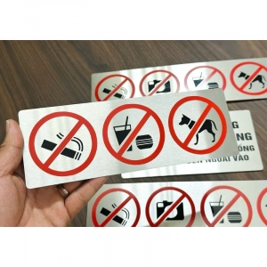 Biển Cấm Thú Cưng, Cấm Mang Đồ Ăn, Cấm Hút Thuốc Alu Nhôm Bạc Xước ,tặng Kèm Keo Dán 2 Mặt