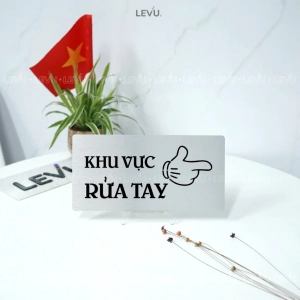 Biển Chỉ Dẫn Khu Vực Rửa Tay, Bảng Hiệu Khu Vực Rửa Tay Trang Trí Quán, Chất Liệu Nhôm Alu Bạc Xước ,tặng Kèm Keo Dán 2 Mặt 1