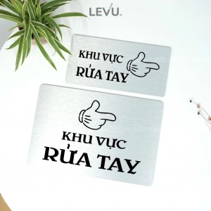 Biển Chỉ Dẫn Khu Vực Rửa Tay, Bảng Hiệu Khu Vực Rửa Tay Trang Trí Quán, Chất Liệu Nhôm Alu Bạc Xước ,tặng Kèm Keo Dán 2 Mặt