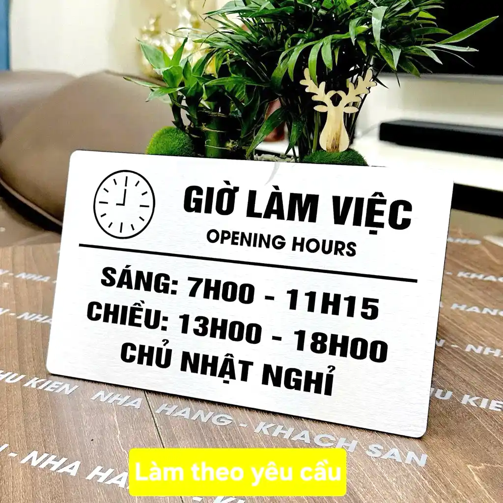 Biển Giờ Mở Cửa, Giờ Làm Việc Chất Liệu Nhôm Xước Alu 3mm Có Keo 2 Mặt Dán Kính Shop Văn Phòng In UV ,tặng Kèm Keo Dán 2 Mặt 4 Biển Giờ Mở Cửa, Giờ Làm Việc Chất Liệu Nhôm Xước Alu 3mm Có Keo 2 Mặt Dán Kính Shop Văn Phòng In UV ,tặng Kèm Keo Dán 2 Mặt 3