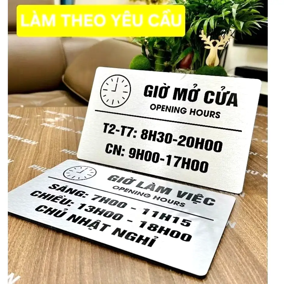 Biển Hiệu Giờ Mở Cửa - Giờ Đóng Cửa Trang Trí Cửa Tiệm Kinh Doanh, Mẫu Alu Nhôm Bạc , In Uv Bền Màu, Có Sẵn Keo 2 Mặt 2 Biển Hiệu Giờ Mở Cửa - Giờ Đóng Cửa Trang Trí Cửa Tiệm Kinh Doanh, Mẫu Alu Nhôm Bạc , In Uv Bền Màu, Có Sẵn Keo 2 Mặt 1