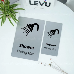 Biển Hiệu Phòng Tắm Shower Trang Trí Cửa Chỉ Dẫn Nhà Tắm , Chất Liệu Nhôm Alu Bạc Xước ,tặng Kèm Keo Dán 2 Mặt 1