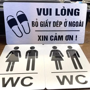 Biển Nhắc Nhở Để Giầy Dép Ở Ngoài, Vui Lòng Bỏ Giày Dép Ở Ngoài, Biển Để Giày Dép Ở Ngoài Bằng Alu Nhôm ,tặng Kèm Keo Dán 2 Mặt 1